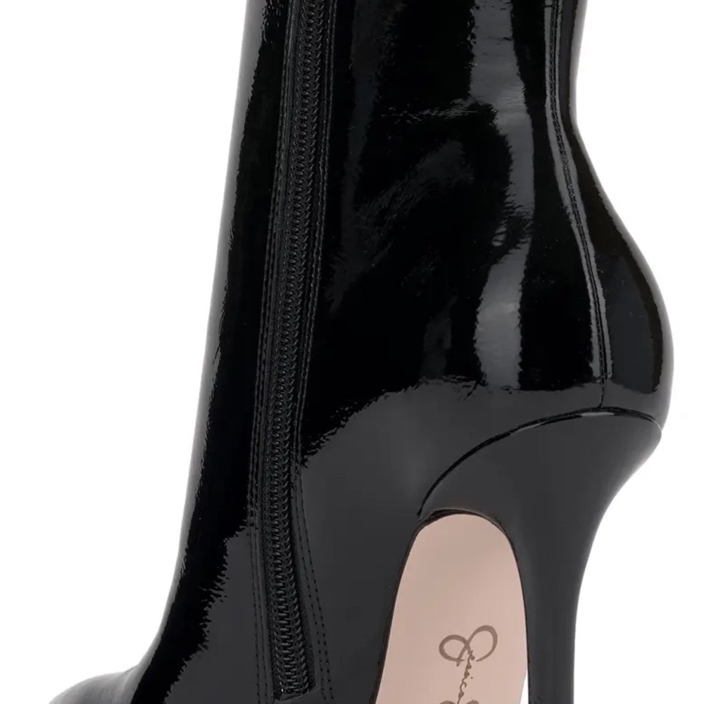 Jessica Simpson Black Patent LYREN High Heel Ankle Bootie with Side Zip